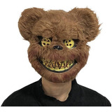Mascara Urso Assassino Sangrento Halloween Fantasi Cor Marrom