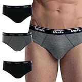 MASH Kit 3 Cuecas Slip Algodão Elástico Boxer Masculino Adulto 1 Cinza Mescla Escuro 2 Preto GG