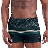 MASH Sunga Boxer Praia Piscina Dryfast Folhagem Masculina- Verde Escuro- G