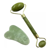 Massageador Facial Pedra De Jade Rolinho Anti Rugas gua Sha