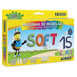 Massinha De Modelar Acrilex Soft 15 Cores Super Macia 220g