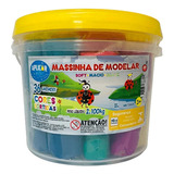 Massinha Modelar Balde 2,1kg C/ 36 Unid. Soft Macia 12 Cores