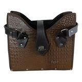 Mateira Bolsa Marrom Croco Couro Legítimo Premium Luxo