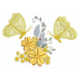 Matriz 10 Bordado Cheio Flores Ramos Borboleta Rosas C182