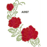 Matriz Bordado Aplique Rosas Ramos Flores A0107