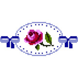 Matriz Bordado Ponto Cruz Rosa Borda Laço Floral Cód91