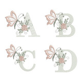 Matriz De Bordado Alfabeto Borboleta E Flor