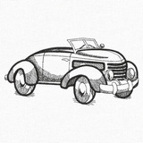 Matriz De Bordado Roadster 1940s Em Contraste - Mb347