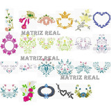 Matrizes Bordados Ramos Florais Rosas Coroas Molduras 10x10