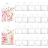 Mauproy Pacote Com 20 Sacos De Presente De Plástico Transparente Com Alças- Sacolas De Lembrancinhas De Festa Com Fitas E Etiquetas- Sacolas Reutilizáveis Para Chá De Bebê De Casamento- Dia Das Mães