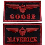 Maverick Goose Bordado Patch (2 Peças) Aplique Tático Fecho Gancho E Laço Emblema Para Mochilas, Bonés Chapéus Jaquetas (ganso E Maverick)
