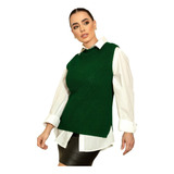 Max Colete Tricô Comprido Feminino Moda Blogueira