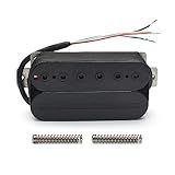 Maxcheer Captador De Guitarra Elétrica Alnico 5 Bridge Humbucker Blade/hex Screw Adjusting Dual Coil Guitar Pickup Com 4 Cabos De Conduta/divisão De Bobina Preto (captador De Ponte)