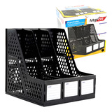 Maxcril Porta Revistas Triplo Preto 3 Compartimentos