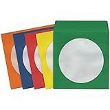 Maxell 190134 Capas Para Armazenamento De Papel Para CD E DVD Com Janelas De Plástico Transparente Multicoloridas Pacote Com 50 Papel 