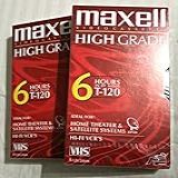 Maxell Videocassette VHS Premium De Alta Qualidade 120 Minutos- Conjunto Com 2