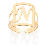 Maxi Anel Ajustável Retangular Letra N - Rommanel 513298