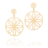 Maxi Brinco Rommanel Mandala Laranja Folheado A Ouro 526436