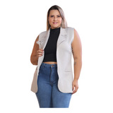 Maxi Colete Neoprene Plus Size Feminino Alfaiataria Aberto