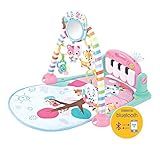 Maxibaby Tapete De Atividades Com Piano Musical E Bluetooth Pastime 2-0 Com Arco De Brinquedos Interativos- Desenhos E Formas Em Cores Vibrantes- Rosa