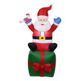 Mc Papai Noel Inflável Sentado Em Caixa De Presente Para