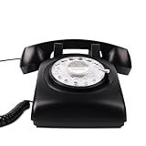 Mcheeta Telefone Giratório, Telefone Com Fio Retrô Vintage Dos Anos 60 Com Botão De Rediscagem, Controle De Toque Ajustável, Telefone Fixo Retrô Antigo Para Casa/escritório, Preto