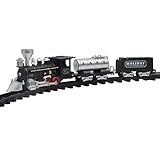 MCJL Trem Elétrico A Vapor Para Crianças- Trem De Carga Clássico Operado Por Bateria Com Fumaça- Sons Realistas- 3 Carros- B