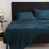 MCO Conjunto De Lençóis De Cama Respirável Rayon Derivado De Lençóis De Bambu Conjunto De Cama Legal Com Bolso Profundo De 40 6 Cm 4 Peças Casal Azul Pavão 