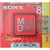 Md Mini Disc Sony 80 Ruby Red Com 3 Unidades Lacrado 