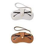 Mdgfge Bolsa De Couro Macio Para óculos De Sol Porta óculos De Sol Para Viagem Fino Portátil Estojo Para óculos De Sol Bolsa Com Alça De Pulso 2 Peças Multi M