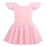MdnMd Collant De Balé Para Meninas Bailarina Dança Manga Curta Tutu Saia Balé Vestido S1 Rosa Balé Manga Com Babados 4 5 Anos