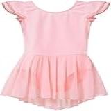 MdnMd Collant De Balé Para Meninas Collant De Balé Dança Com Saia Vestidos De Bailarina Tutu E Manga Esvoaçante T1 Rosa Balé 2 4 Anos