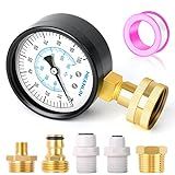 MEANLIN MEASURE Kit De Pressão De Água Fêmea De 0 A 100 Psi De 3 4 Mais 5 Adaptadores Kit De Manômetro Multifuncional Com Mostrador Facial De 2 5 Testador Hidráulico Adequado Para Jardins Canos