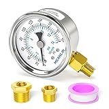MEANLIN MEASURE Manômetro De Pressão Seca De 0 A 200 Psi De Aço Inoxidável 1 8 Npt 2 Mostrador Frontal À Prova D Água Para Compressor De Ar Regulador De Ar Filtro De Água Montagem Inferior Com Buch