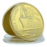 Medalha Comemorativa Navio Titanic R M S Banhado Ouro