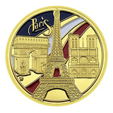 Medalha Folheada Á Ouro Comemorativa Torre Eiffel - Paris 