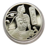 Medalha Folheada Prata Rainha Cleópatra Egito Colecionável
