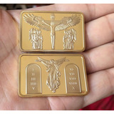 Medalha Jesus Na Cruz E Os Dez Mandamentos Folheado Ouro