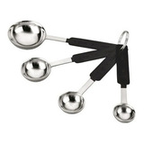 Medidor Culinário Inox Colher Copo Xícara Cozinha Preto 4pçs