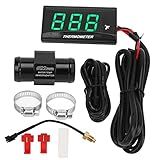 Medidor De Temperatura Da água Para Motocicleta Display LCD Ultrafino Universal DC 12V Para Motocicleta Medidor De Temperatura Da água Para Carcaça ABS Para Motocicleta De Verde