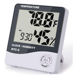Medidor Temperatura E Umidade Digital Relógio Alarme Htc-1