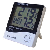 Medidor Temperatura Umidade Termo Higrômetro Digital Relógio