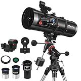 MEEZAA Telescópio Telescópio Refletor De 150 EQ Para Adultos Iniciantes Em Astronomia Telescópios Profissionais Equatoriais Manuais De Astronomia Com 2 Lentes Barlow Adaptador De Telefone Tripé
