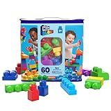 MEGA BLOKS  Sacola Azul Com 60 Blocos De Montar Grandes E Coloridos  Conjunto De Brinquedo Para Idades A Partir De 1 Ano