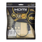 Mega Cabo Hdmi Flat 0 5m Pix 4k 50cm 3d Hdr 19pinos Gold 24k