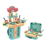 Mega Compras Mc1006m Cozinha Infantil Bancada Maleta 3 Em 1 Kit Unissex Chef