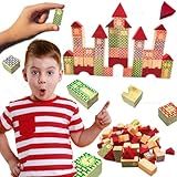 Mega Construções 76 Peças Blocos De Madeira Educativo Para Crianças De 3 A 5 Anos Brinquedo Criativo Para Brincar De Engenheiro Montar Castelo Casinhas Para Escola Creche Presentes Natal Aniversário
