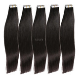 Mega Hair Na Fita Adesiva 65cm Liso 100g Castanho Humano
