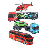 Mega Kit Cegonheiro Reboque Buzão Helicoptero Toys