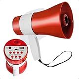 Megafone Profissional Portátil Recarregável Amplificador De Voz Usb Com Sirene E Gravador De Voz Azul E Cinza 